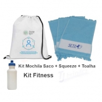 Kit Fitness Mochila Saco Toalha e Squeeze Personalzados  