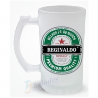 Caneca de Chopp Vidro Jateado Personalizada 475ML 