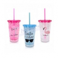 COPO PAREDE DUPLA COM TAMPA RETA - COM GEL PERSONALIZADO PARA BRINDE