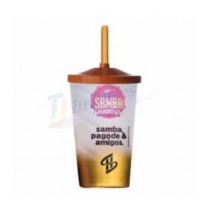 COPO TWIST OU LISO 550ML COM TAMPA E CANUDO - JATEADO 2 CORES PERSONALIZADO PARA BRINDE